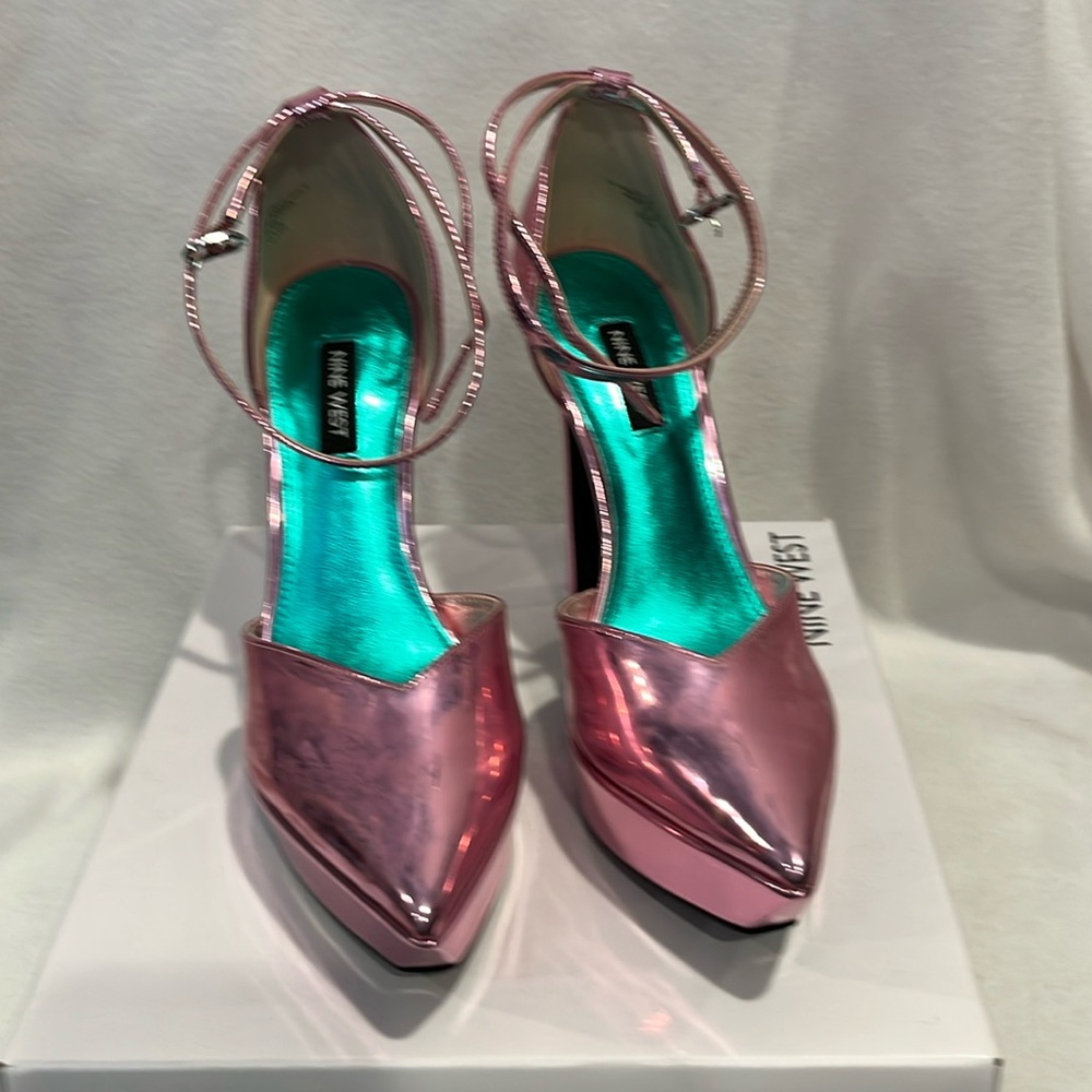 Platform Pink Patent Heels w/ Ankle Strap